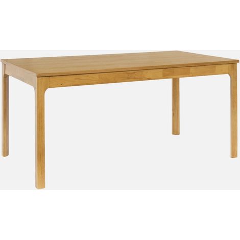 Mesa de comedor extensible rectangular de madera de hevea con chapa de roble, 6-8 plazas (1/5)