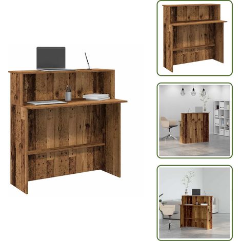 Bureau d'entreprise - vidaXL Bureau de réception vieux bois 100x50x103,5cm bois d'ingénierie - Comptoir de caisse (1/5)