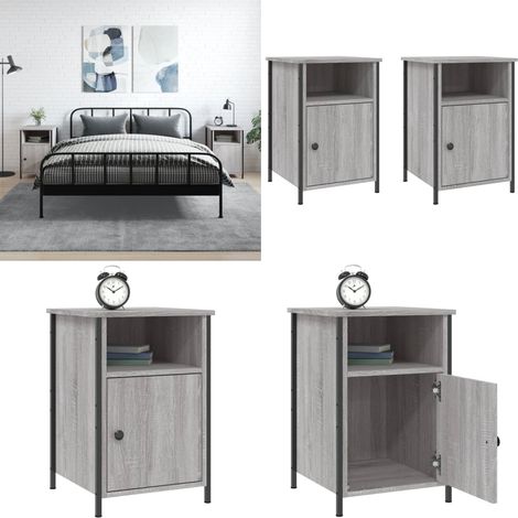 Tables de chevet 2 pcs sonoma gris 40x42x60cm bois d'ingénierie - Table De Chevet - Meuble De Chambre - Armoire De Chevet - Commode - Étagère Murale - Home & Living (1/5)