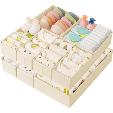 Lot de 10 Boites de Rangement, Organiseurs Pliable, Tissu Non-tissé, Pour Tiroirs, Sous-vêtements
