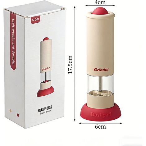Elektrisches Pfeffer- und Salzmühlen-Set – Gewürzmühle aus Edelstahl, 17 cm hoch, Einhandbedienung, wiederaufladbar – Weiß