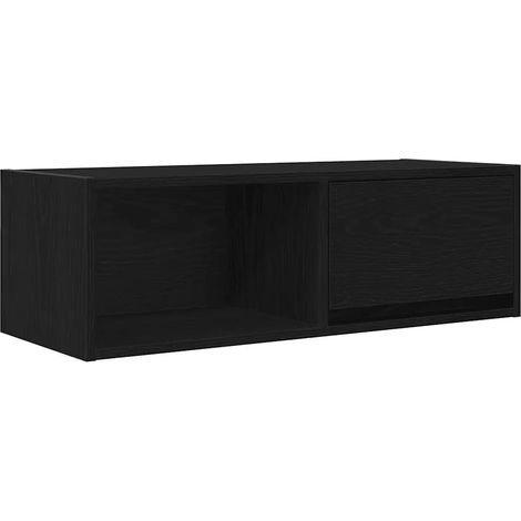 Mueble TV roble negro diseño moderno mural con gran almacenamiento 80 x 31 x 25 cm de madera contrachapada negro 020051645 (1/5)