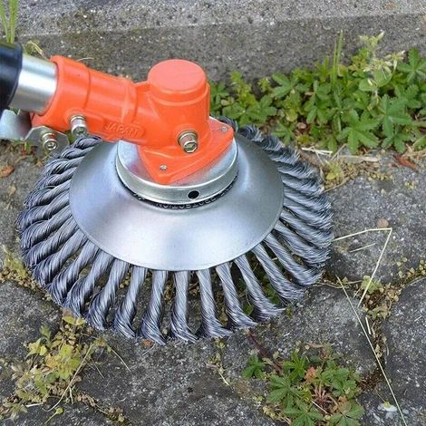 JKWG 150mm fil d'acier roue jardin brosse contre les mauvaises herbes tondeuse à gazon mangeur d'herbe tondeuse débroussailleuse outils jardin coupe-herbe tête brosse contre les mauvaises herbes (1/5)