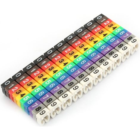 Étiquettes numériques colorées pour tubes de câbles (100 pièces, 4 mm²)