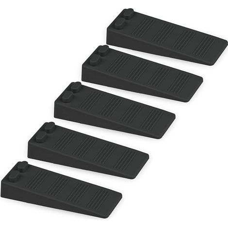5 pièces cale porte caoutchouc souple, Hauteur Reglable Antidérapante bloc, Non Toxique, Non Odeur arrêt de porte, Protège Sols et Murs, Pour Tapis, Béton, parquets (Noir) (1/5)