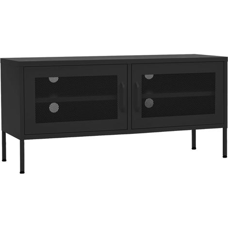 Mobile TV multimediale scaffale per televisione televisione buffet sala da pranzo soggiorno camera da letto 105 x 35 x 50 cm Acciaio nero