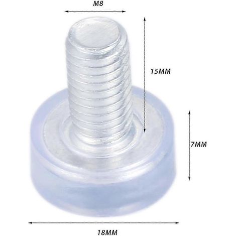 10 patins réglables pour pieds de meubles, filetage M6/M8, diamètre 18 mm, transparents, adaptés aux tables, chaises et canapés. (1/5)