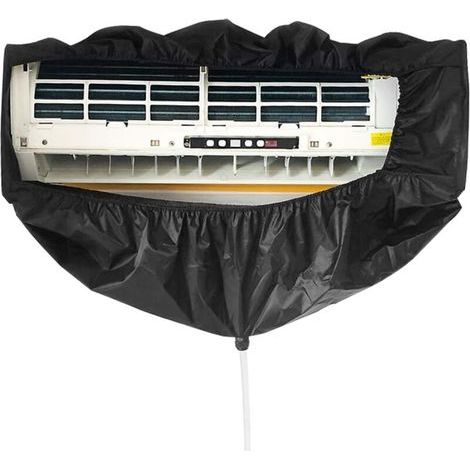 Housse de Nettoyage pour Climatisation Divisée avec Tuyau D'eau de 2.5 M et Sortie de Vidange, Plaques de Support à Deux Côtés, Panneaux étanches Climatiseur Mural, Noir (1/5)