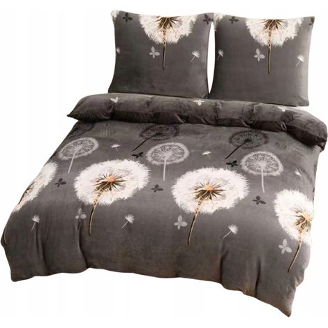 Parure de lit polaire Parylux « Pissenlits noirs », housse de couette 140 x 200 cm (1/2)