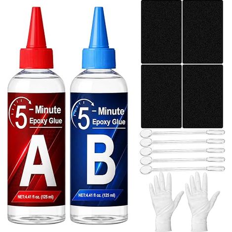 Epoxy Glue 250 ml Transparent Bi-Component Glue for Repair of Tiles Metal Ceramics Plastic Wood (1/5)