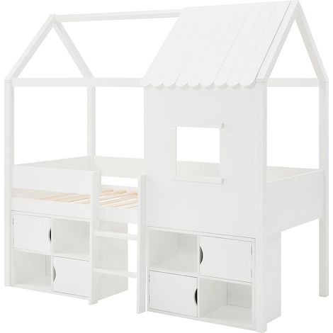 Letto mezza altezza 90 x 190 cm Abete e MDF Bianco - VALESKIA