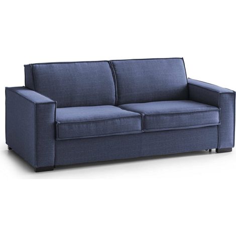 Talamo Italia Schlafsofa Giuliana, 2-Sitzer-Sofa, 100% Made in Italy, Wohnzimmersofa mit drehbarer Öffnung, aus gepolstertem Stoff, mit Standard-Armlehnen, Cm 180x95h90, Blau