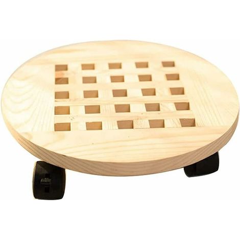 Chariot pour Plantes, 25 cm / 9,8 Pouces Supports de Pots à roulettes, Support en Pot pour Plantes, Carbonisé, Résistant à la Corrosion, Etanche, pour Jardin Intérieur Extérieur (Pin Naturel) (1/5)