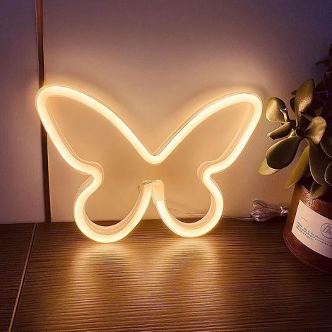 Alimentato tramite USB o 3 batterie AAPanneau neon farfalla bianco caldo per il fissaggio a parete, scrivania, appartamento, appartamento, dormitorio, nozze, decorazione di Natale del LED, pannello a  (1/5)