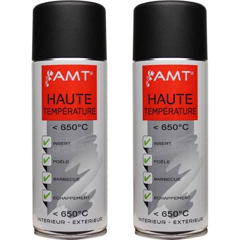 Bombe de Peinture - AMT - BPM04 - Lot de 2 - Résistance Haute Température - Noir