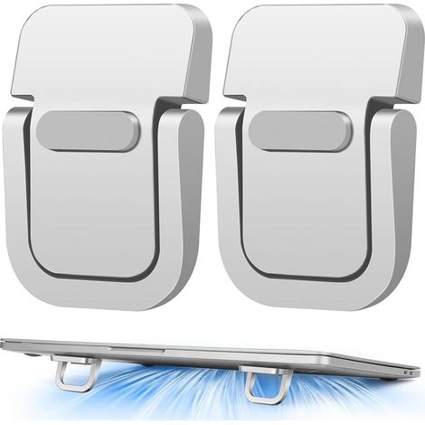 2 Pièces Support Ordinateur Portable, Aluminium, Pliable, Ergonomique, Bureau Voyage (1/5)