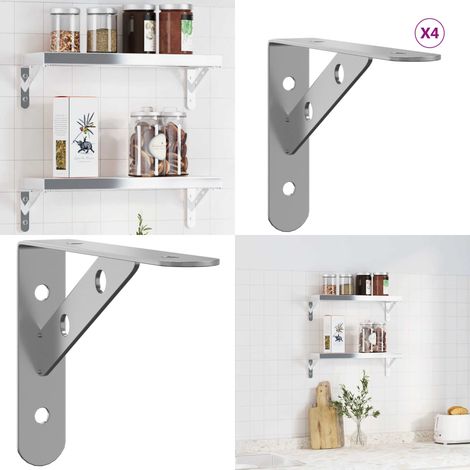 Regalträger 4 Stk. 15x2,5x11,5 cm Silbern Edelstahl - Wandregal - Regalhalterung - Edelstahlregal - Stauraumlösung - Dekorationselement - Home & Living (1/5)
