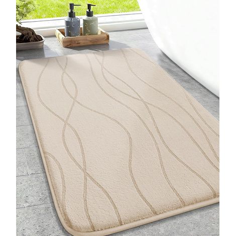 1 Tapis De Bain Mousse À Mémoire De Forme, Absorbant, Antidérapant, Douche, WC, 43x61cm, Beige (1/5)