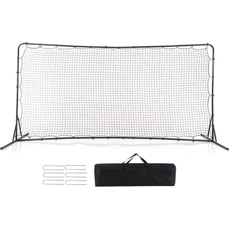 Filet de rebond pour football noir 12 x 6 pieds en PE avec double surface et piquets d ancrage pour jardin, parc et plein air (1/5)