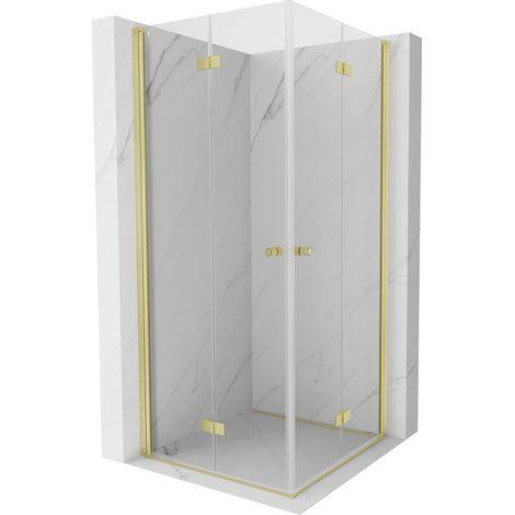 Mexen Mist-F Duo cabine de douche pliante 120 x 120 cm, transparent, or brossé - 8A6-120L-120P-55-00 (1/5)
