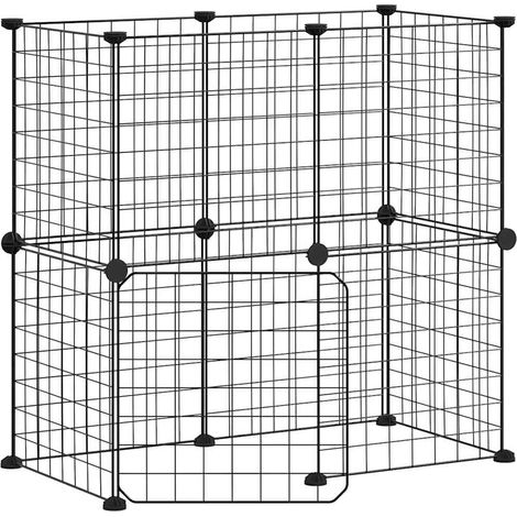 Gabbia per animali con 12 pannelli e porta 35 x 35 cm nera 020041560