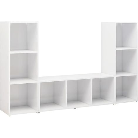 vidaXL Mobili TV 3 pz Bianchi 107x35x37 cm in Legno Multistrato (1/5)