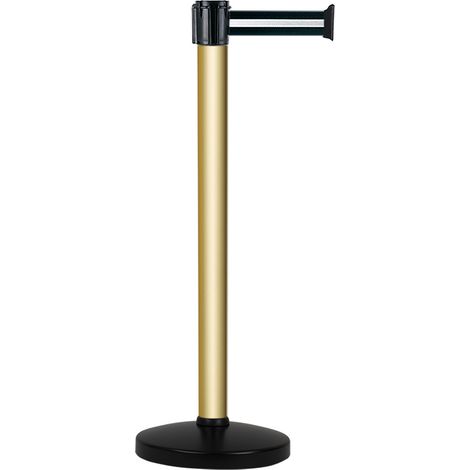 Poteau Alu Champagne à sangle Noir/Argent 5m x 50mm sur socle portable - 2052016 (1/2)