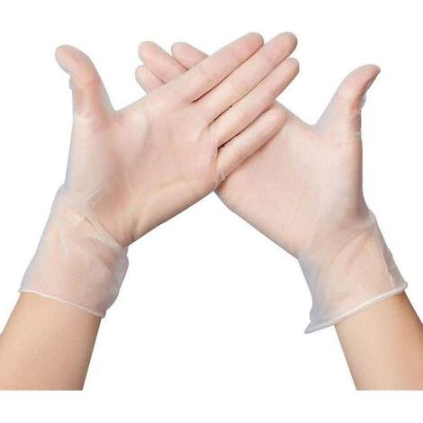 Bardusch-Nouveaux gants multi usages en vinyle, gants transparents jetables extra résistants sans poudre, taille moyenne, boîte de 100 Sans danger pour les aliments Sans latex, faciles à porter (1/5)