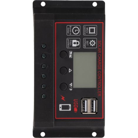 Intelligenter Solarladeregler für Solarmodule und Batterien, mit zwei USB-Anschlüssen, 12 V/24 V, automatischer PWM-Parameteranpassung, LCD-Display, 90 A (1/5)