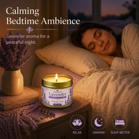 KineShineX Lavendel Duftkerze: Ein sanfter, natürlicher Duft, der den Geist beruhigt und das Schlafzimmer erfrischt. (1/5)