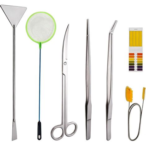 7 Pieces Aquarium Aquascaping Tools 7 in 1 Stainless Steel Aquatic Plant Tool Anti Rust Tweezers Scissors Scraper Tool Set Aquarium Tongs Spatula for Fish Tank Cleaning Plant Trimming (1/5)