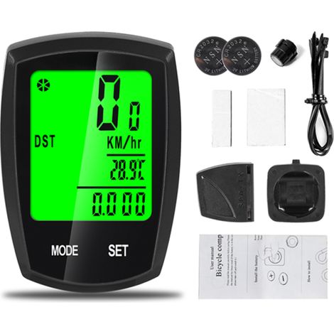 Compteur de vélo sans fil et filaire avec compteur de vitesse et odomètre, étanche, écran LCD rétroéclairé, chronomètre pour VTT et vélo de montagne.