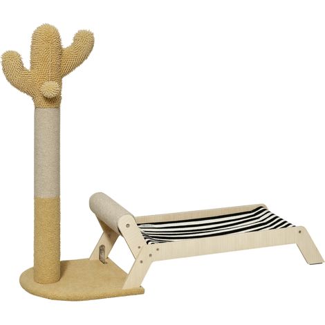 Hamac pour chat avec griffoir intégré en forme de cactus – design 2 en 1 pour intérieur, 88,5 x 31,5 x 76,5 cm, multicolore (1/5)