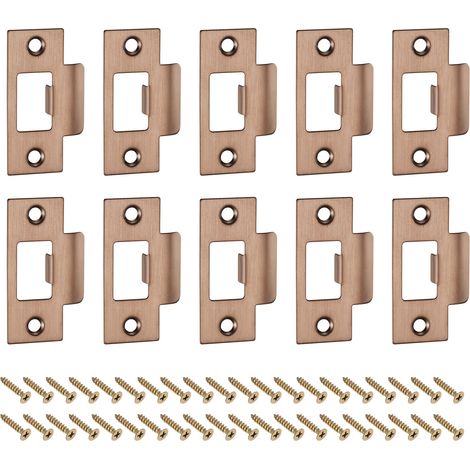 10pcs Plaque de Gâche de Porte Plate Type T 70x40mm Rose Doré (1/5)