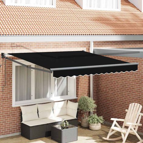 vidaXL Tenda retrattile Nero 300 x 250 x 165 cm Poliestere e