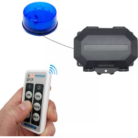 Kit panique robuste sans fil 800m silencieux flash bleu + télécommande multi-fonction SOS - Durée réglable (PROTECT 800) (1/5)