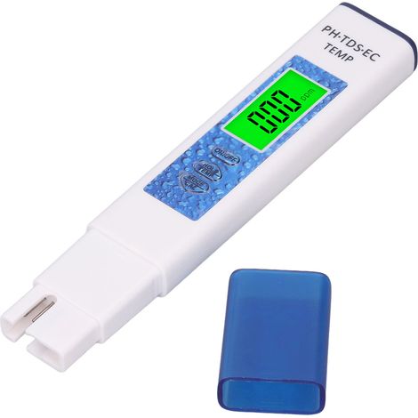 pH-mètre portable 4-en-1 TDS/EC/température, testeur de qualité d'eau sans pile, mesureur de conductivité et de solides dissous, appareil de mesure multifonction pour aquarium et hydroponie. (1/5)