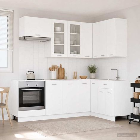 vidaXL Unità Cucina LYON 8 pz Bianco Legno ingegnerizzato (1/5)