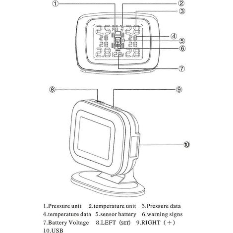 GOOLSKY Système de surveillance de la pression des pneus TPMS sans fil, affichage LCD en temps réel, 4 capteurs externes avec alarme. (1/4)
