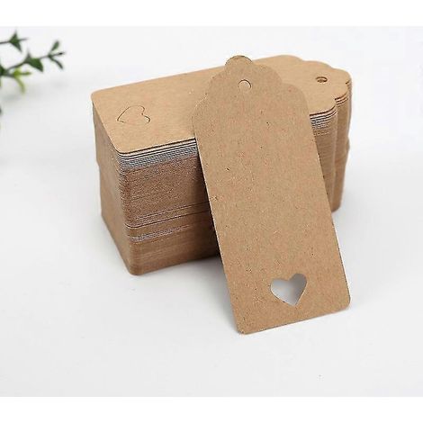 100 Geschenkanhänger (9 x 4 cm) aus Kraftpapier für Bastelarbeiten und Gepäckanhänger-Brown