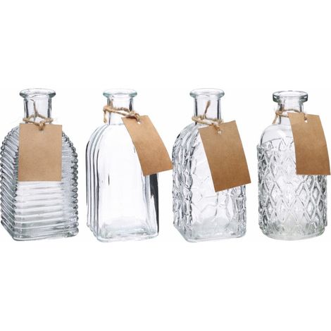 Regalo Italiano Vaso Vetro Ass. 6,5 x 6,5 Cm H 13 Cm Trasparente 1 Pz
