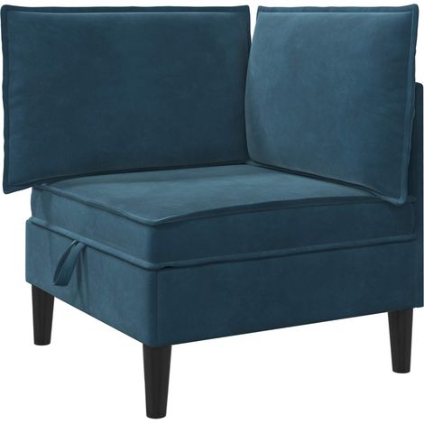 Sofá Esquinero con Almacenamiento Azul Terciopelo vidaXL (1/5)