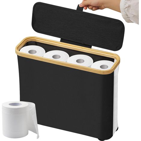 Rangement du papier toilette: rangement de papier toilette, boîte de rangement de salle de bain, rangement de papier toilette avec fenêtre transparente, boîte de rangement pliable pour salle (1/5)