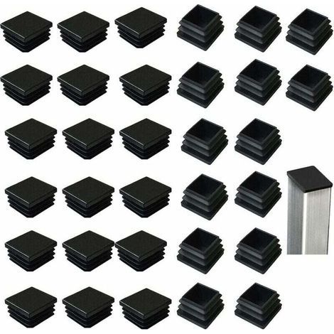 - 32 tapones cuadrados de plástico negro (40 x 40 mm) para productos metálicos, sillas, sofás y mesas (NPTERBL) (1/3)