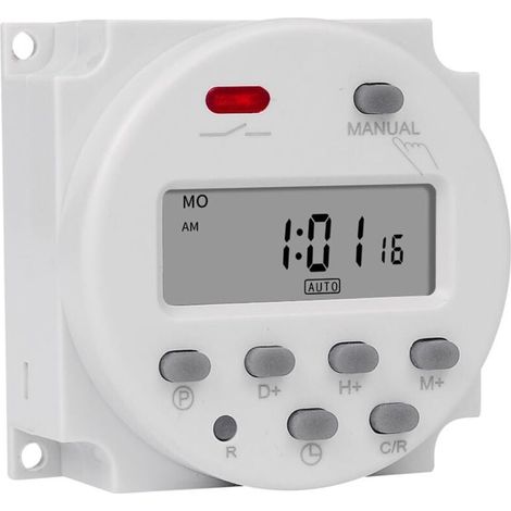 Minuterie numérique Programmable hebdomadaire de 7 jours, 12V AC/DC, éclairage électronique, programmateur de relais de temps quotidien, batterie intérieure, 1 pièces (Color : 12V with 4 wires)-