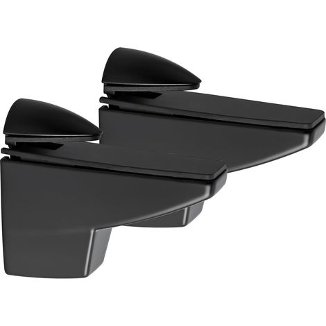 Support Etagere Murale Réglable à Étagère 5-25mm, Noir Mat 2 Pcs Fixation Equerre Etagere Murale en Alliage de Zinc, Pince à Verre pour Étagère en Bois / Verre, Support de Tablette en Verre (1/5)