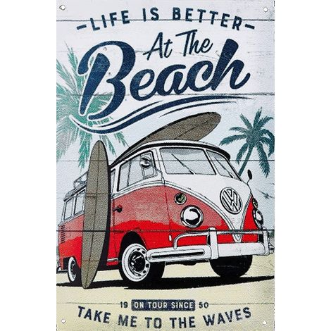 Nostalgic-Art Targa Vintage Volkswagen – Bulli T1 – Beach – Idea Regalo per i Bus VW, in Metallo, Design Retro per Decorazione, 20 x 30 cm (1/4)
