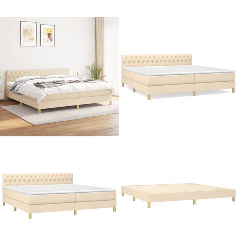 Boxspringbett mit Matratze Creme 200x200 cm Stoff - Boxspringbett - Doppelbett - Cremefarbenes Bett - Bettrahmen - Matratze - Home & Living