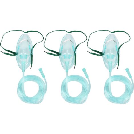 Lot 3 masques oxygène souple silicone jetable taille L/M, équipement d'alimentation oxygène avec tuyau (1/5)