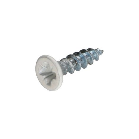 VBA Vis bois agglo Tête fraisée Pozi N°2 4X25 Filetage total Acier zingué Laqué blanc RAL9010 blanc pur - 1 pièce (1/4)